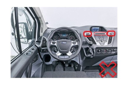 Рамка переходная в FORD Transit 2014+ (для комплектации БЕЗ CD) для дисплея 9 дюймов