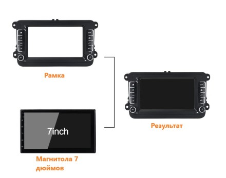 Рамка монтажная в Volkswagen, Skoda для дисплея 7 дюймов с кнопками